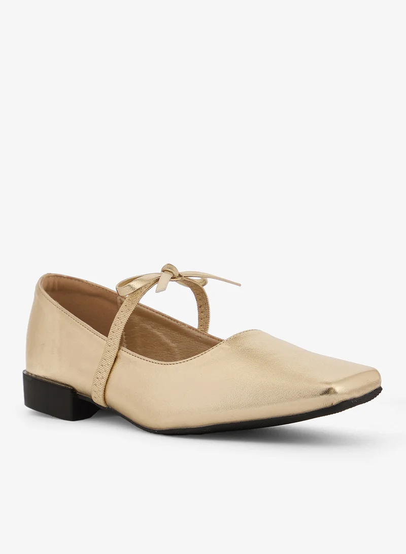 ايلا Ballet Flats Metallic Gold With Bow Strap